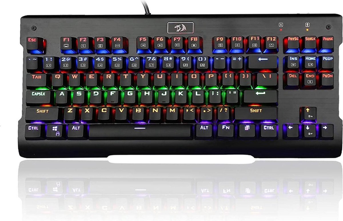 Redragon Visnu K561 Rainbow Gaming Toetsenbord | USB-toetsenbord met Tenkeyless indeling - Blue Switches - RGB achtergrondverlichting  | Compacte toetsenbord met 87 toetsen Spatwaterdicht